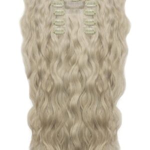 22" Beach Wave Double Hair Set Clip-In Extensions Barley blonde