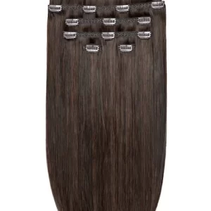 20" Double Hair Set Clip-In Extensions Dark chocolate